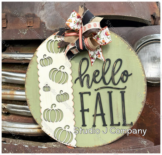 10.75” Round - hello FALL sign