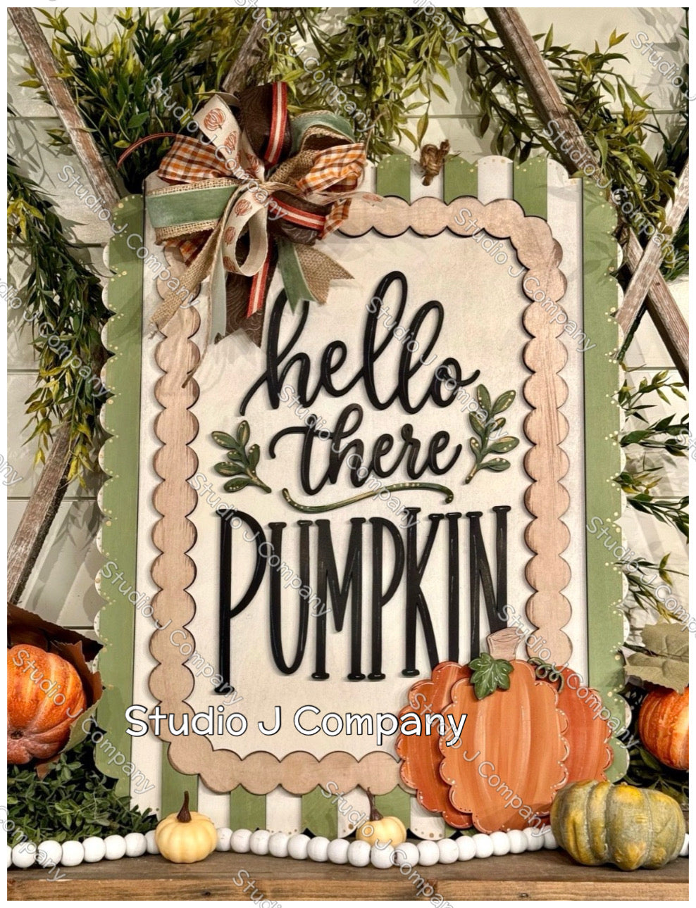Rectangular Layered Fall Sign- hello there Pumpkin - available in 2 sizes
