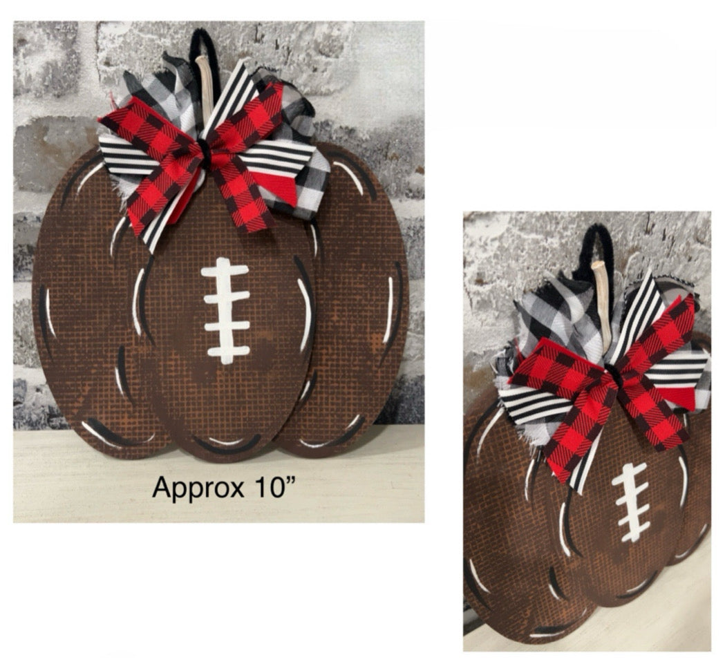 Wooden football pumpkin - Craftroom Cleanout - finished projects for sale