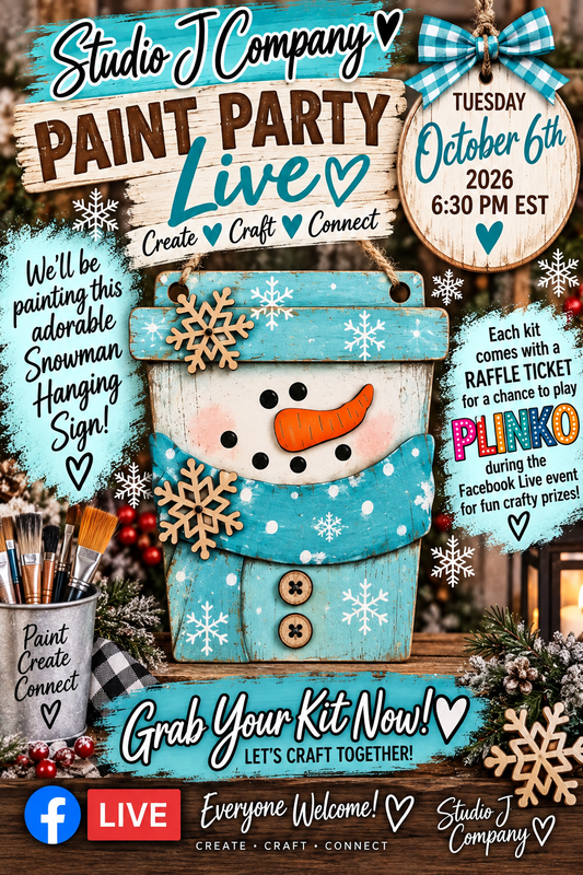 Oct 6, 2026 Paint Party Live Event - 7.5” Snowman Latte Sign