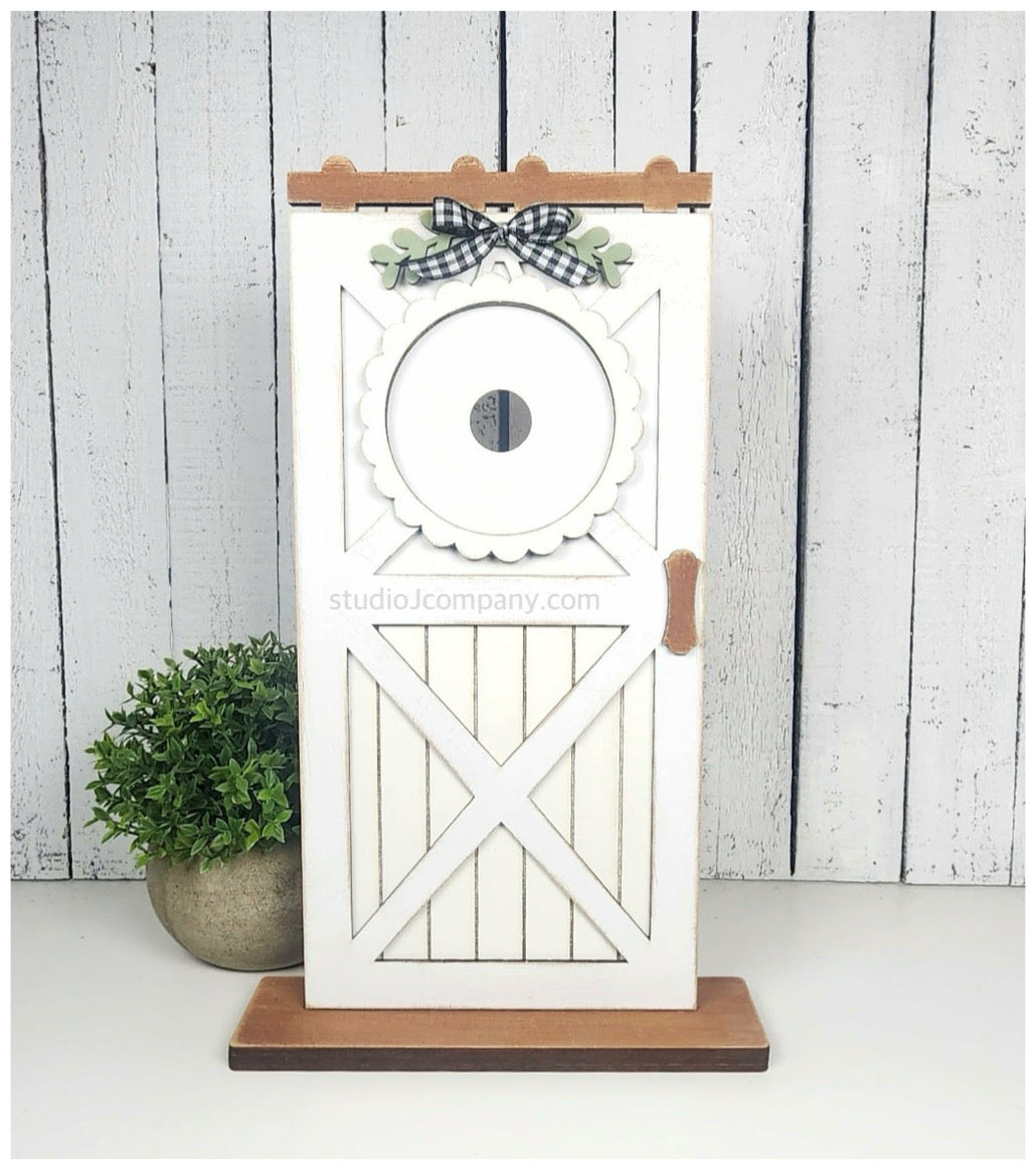 Interchangeable Farmhouse Barn Door Shelf Sitter - Choice of 2 Base/Stands