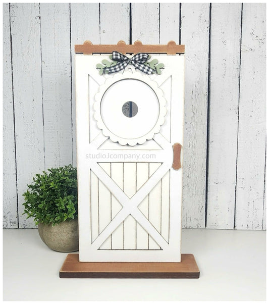 Interchangeable Farmhouse Barn Door Shelf Sitter - Choice of 2 Base/Stands