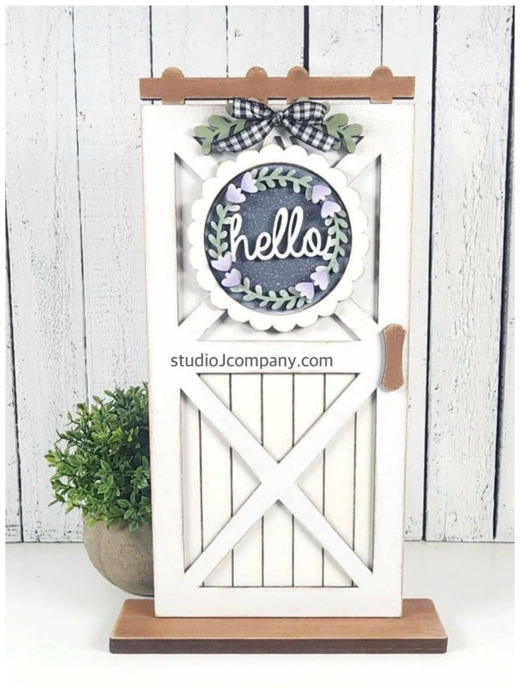 Interchangeable Farmhouse Barn Door Shelf Sitter - Choice of 2 Base/Stands